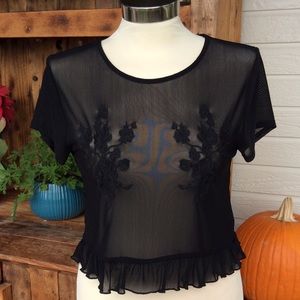 Sheer and embroidered crop top